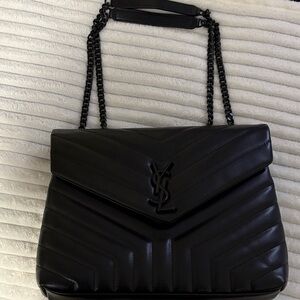 Yves Saint Laurent Black Chevron Shoulder Bag